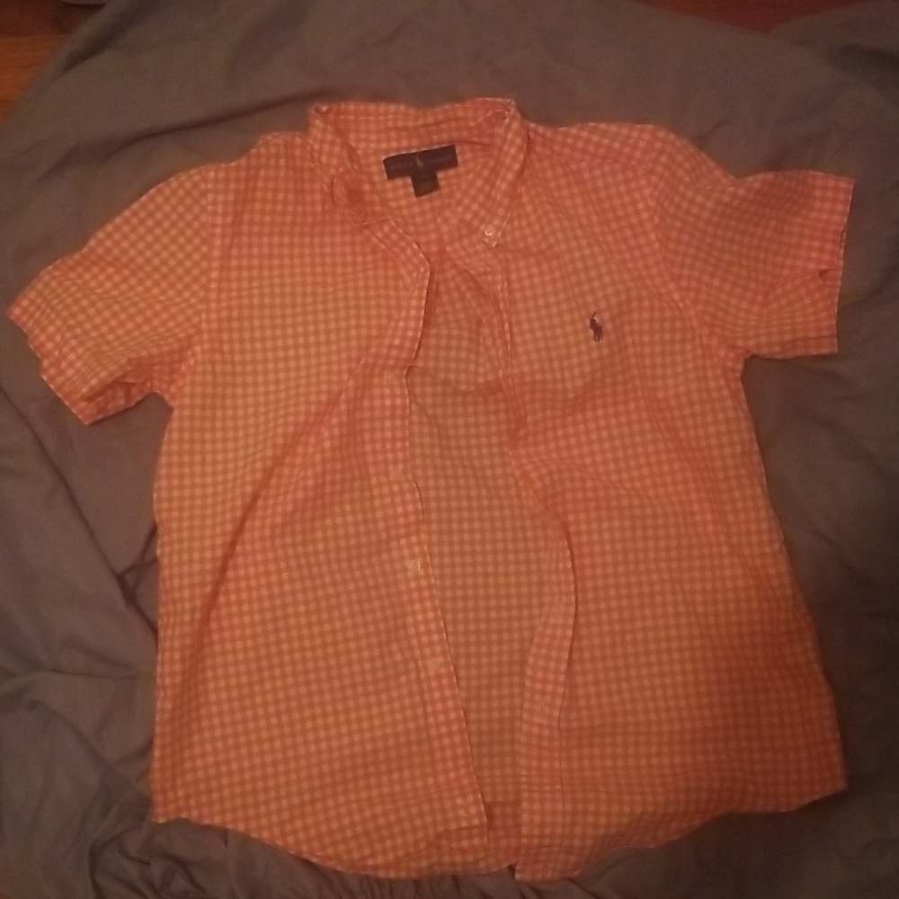 Ralph Lauren orange button up shirt
